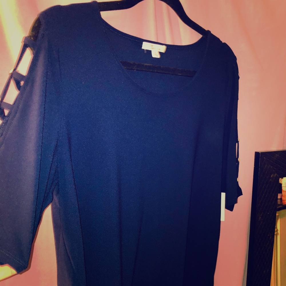 89thMadison NAVY BLUE Rhinestone Sleeves